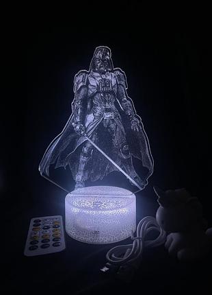 3d лампа-картина дарт вейдер, подарок для фанатов фильма звёздные войны, ночник, 7 цветов, 4 режима и пульт