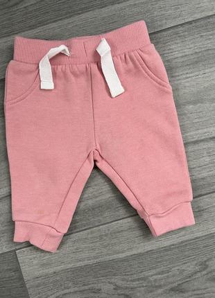 Теплые на флисе розовые брюки лосины для девочки sinsay