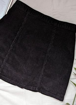 Вельветовая черная юбка на пуговицах бренда denim co7 фото