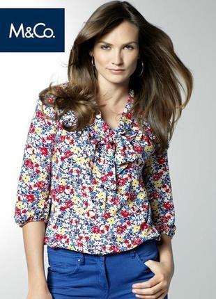 20.відмінна віскозна блузка у квітковий принт британської торгової мережі m&co.нова з біркою.1 фото