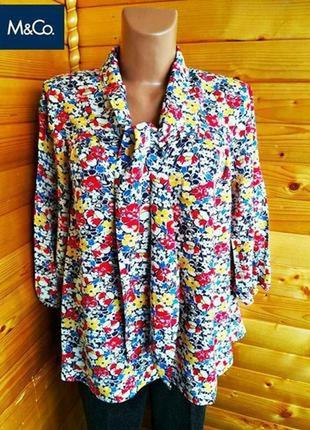 20.отменная вискозная блузка в цветочный принт британской торговой сети m&amp;co.новая с биркой.2 фото