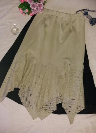 Трикотажная юбка с ажурной оборкой,44-50разм.1 фото