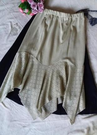 Трикотажная юбка с ажурной оборкой,44-50разм.2 фото