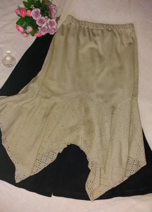 Трикотажная юбка с ажурной оборкой,44-50разм.3 фото
