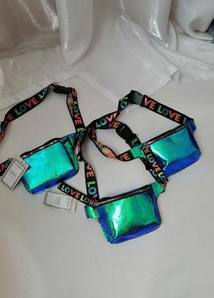 Сумка сумка хамелеон срібляста з ефектом потрісканості