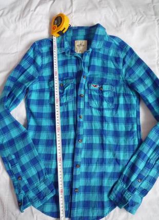 Рубашка hollister xs в клеточку голубая