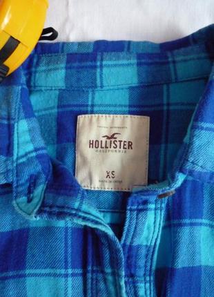 Рубашка hollister xs в клеточку голубая