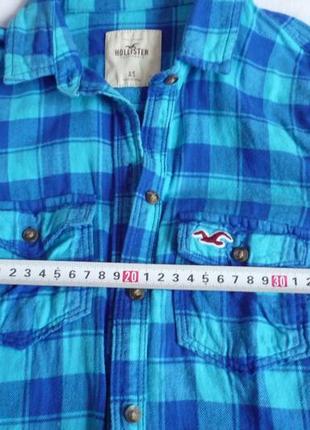 Рубашка hollister xs в клеточку голубая