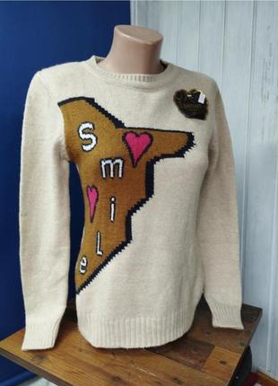 Женский белый свитер пуловер жаккардовый джемпер турция3 фото