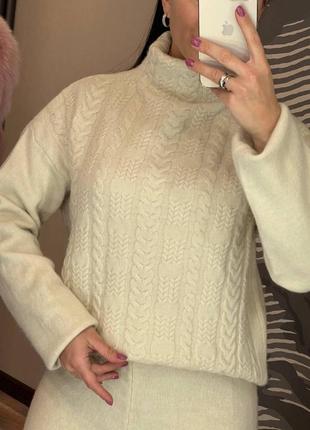 Костюм теплый прогулочный вязаный свитер брюки брючный