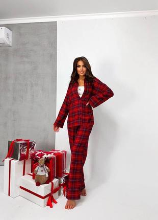 Пижама в клетку красная новогодние домашній костюм
