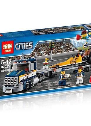 Конструктор lepin 02025 «грузовик для перевозки драгстера» 360 деталей