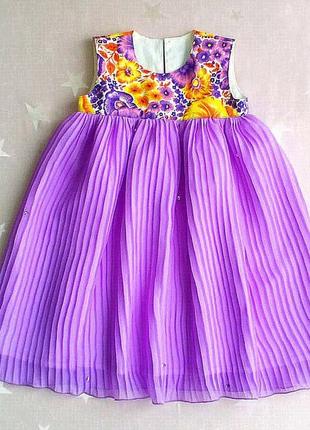 Детское летнее платье плиссе гофре 98