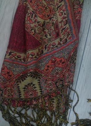 Шарф жіночий палантин бордовий з квітковим принтом 70х202 см4 фото