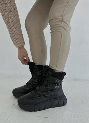 Дутики черевики зимові чорні6 фото