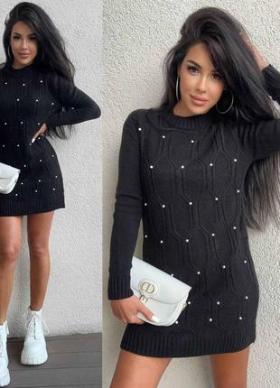 Туника вязаная платье вязаное теплое