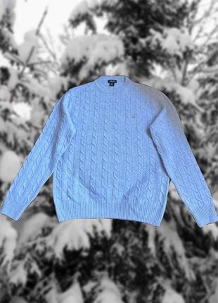Шерстяной свитер gant italy оригинальный голубой