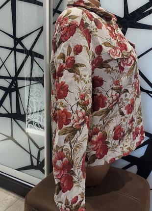 Шикарный льняной жакет, пиджак в цветочный принт santarelli 100% лен 44-462 фото