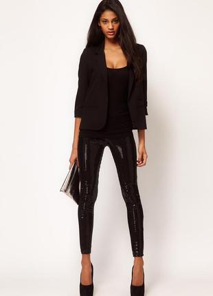 Блестящие черные штаны лосины в паетках h&m2 фото