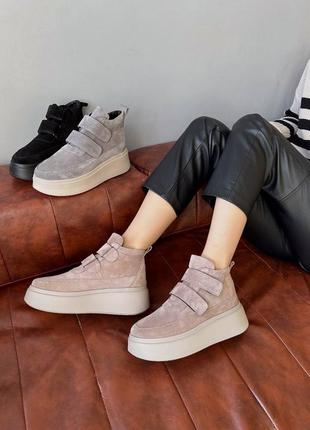 Кеди черевики зимові замшеві на липучках