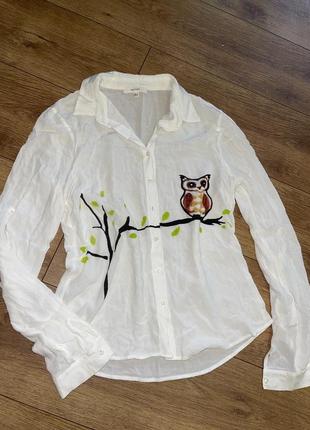Рубашка белая оригинальная блуза с рисунком блузка рубашка2 фото