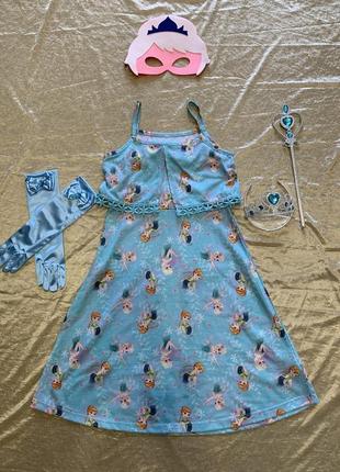 Трикотажное платье disney карнавальный костюм анна эльза холодное сердце на 6-8 лет3 фото