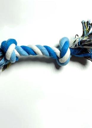 Игрушка канат для собаки канатка синяя погрызун для песика любимца кота с узлами веревочка