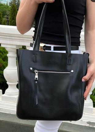 Жіноча шкіряна сумка шопер зі шкіри1 фото