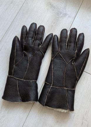 Теплі зимові шкіряні перчатки на овчині