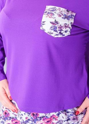 Жіноча піжама з квітковим візерунком do2074 фіолетова5 фото