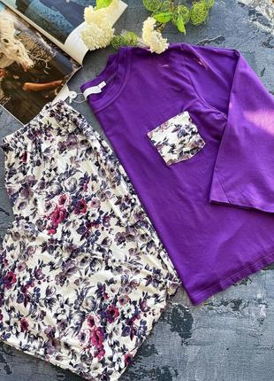 Жіноча піжама з квітковим візерунком do2074 фіолетова9 фото