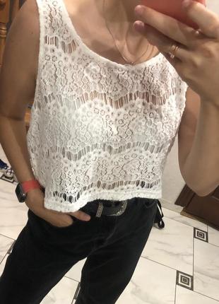 Ажурна мереживна майка топ h&amp;m