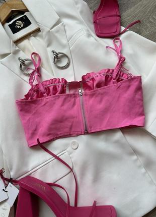Стильный розовый кроп топ бюстье shein barbie2 фото