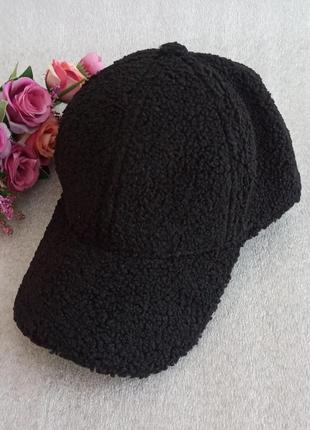 Новая стильная кепка тедди (деми) черная