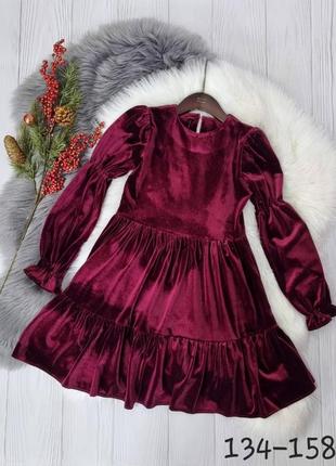Святкова велюрова сукня крльору бордо