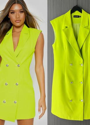 Неоновое салатовое зеленое платье пиджак