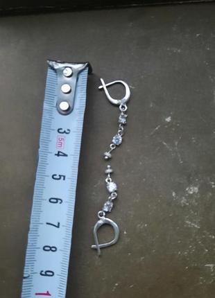 Витонченні дизайнерскі сережки срібло 925, циркони5 фото