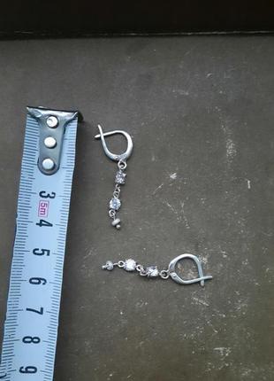 Витонченні дизайнерскі сережки срібло 925, циркони8 фото