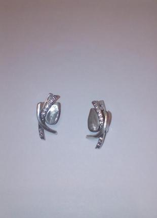 Серебряные серьги с камнями 925, 4г