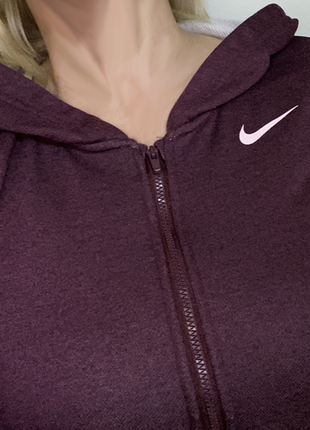Nike s-m-l спортивная кофта двунить женская короткая облегающая на молнии олимпийка капюшон6 фото