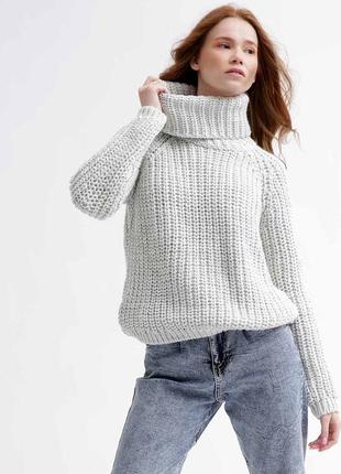 Серый вязаный свитер oversize4 фото