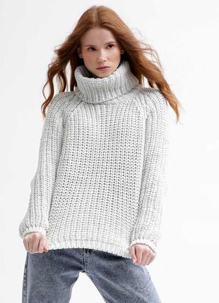 Серый вязаный свитер oversize3 фото