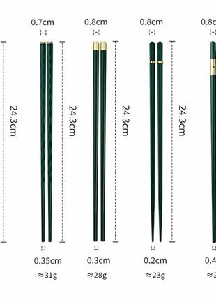 Набір столових приборів у східному стилі палички колір зелений золотистий неіржавка сталь (10 шт.)5 фото