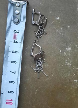 Вінтажні дизайнерські срібні  авторські сережки срібло 925  "березові сережки"4 фото