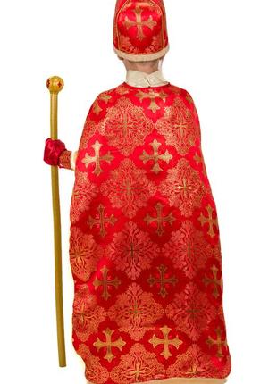 Карнавальный костюм св.николай №2 (красный), размеры на рост 120 - 1303 фото