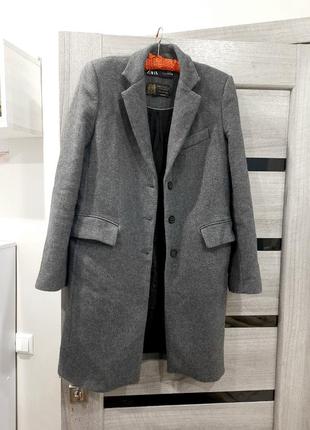 Пальто zara антрацитово- сіре жіноче xs / s