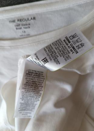 Р 12 / 46-48 стильная базовая белая футболка с рукавом по локоть хлопок трикотаж m&s5 фото