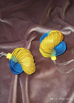 Новорічні іграшки на ялинку патріотичні жовто сині2 фото