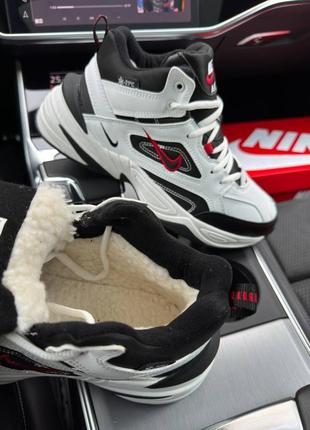 Nike m2k tekno mid white black red fur4 фото