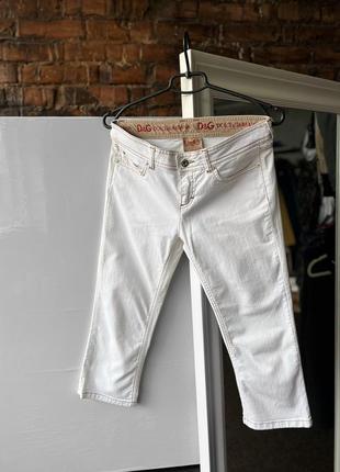 Dolce&gabbana d&g glamour women's white capri straight jeans luxury italy женские, люксовые джинсы-капри